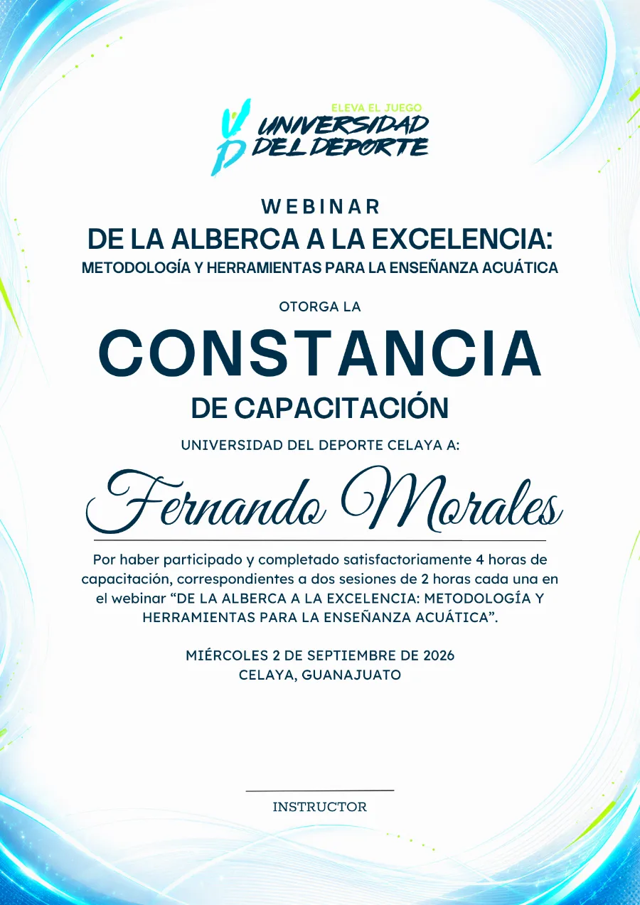 Constancia de capacitación de la Universidad del Deporte